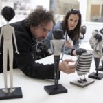 "FRANKENWEENIE"  Director Tim Burton reviews the character maquettes in the Puppet Hospital with Producer Allison Abbate. ©2012 Disney Enterprises, Inc. All Rights Reserved. Photo by: Leah Gallo