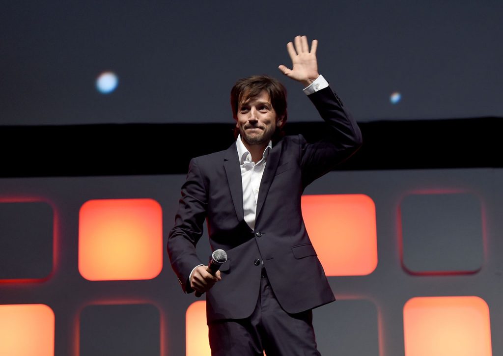 LONDON, ENGLAND - JULY 15:  Diego Luna on stage during the Rogue One Panel at the Star Wars Celebration 2016 at ExCel on July 15, 2016 in London, England.  (Photo by Ben A. Pruchnie/Getty Images for Walt Disney Studios) *** Local Caption *** Diego Luna