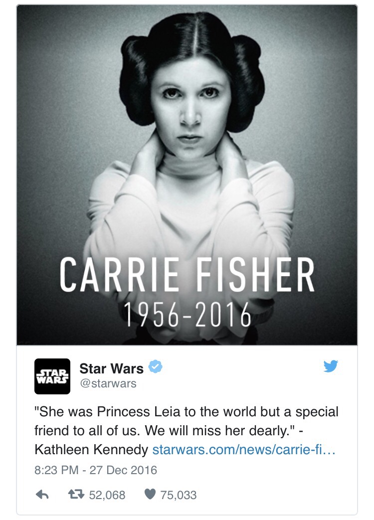 Carrie Fisher, reacciones