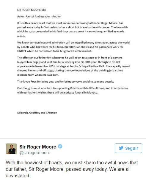 Fallece Roger Moore