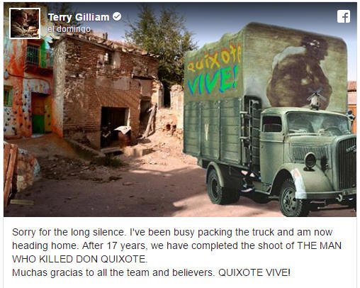 Terry Gilliam finaliza el rodaje de The man who killed Don Quixote