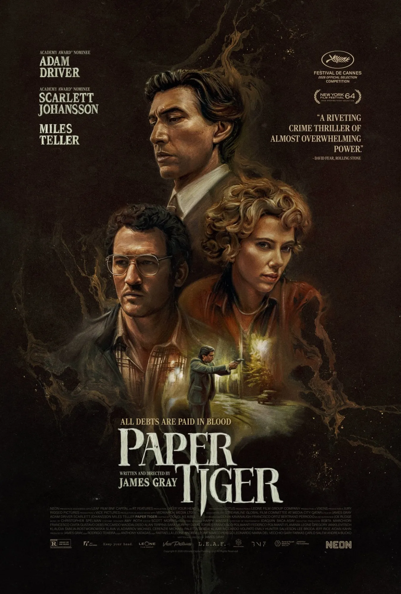 El nuevo póster de Paper Tiger establece la fecha de lanzamiento del tráiler para la película de Adam Driver con gran expectación para los Oscar - poster